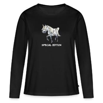 Licorne Édition Spéciale - T-shirt manches longues Premium bio Femme - noir - Devant - Julia (174cm)