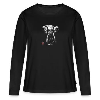 elephant in dark - T-shirt manches longues Premium bio Femme - noir - Devant - Julia (174cm)