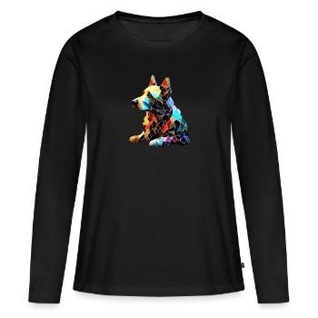 Chiens Berger Chien Propriétaire Propriétaire Chien Propriétaire Propriétaire Chien Propriétaire Chien - T-shirt manches longues Premium bio Femme - noir - Devant - Julia (174cm)