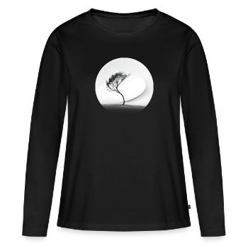 Une image en noir et blanc d’un arbre - T-shirt manches longues Premium bio Femme - noir - Devant - Julia (174cm)