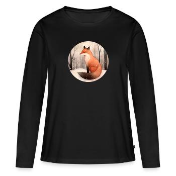 Fuchs im Winter - Frauen Premium Bio Langarmshirt - Schwarz - Vorne - Julia (174cm)