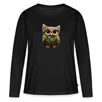 Hibou des bois - T-shirt manches longues Premium bio Femme - noir - Devant - Julia (174cm)