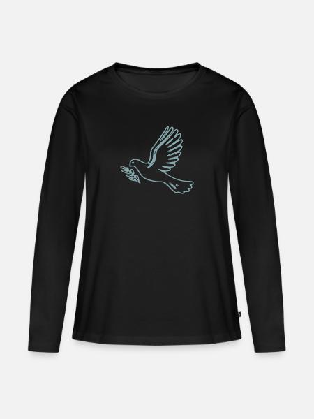 Friedenstaube - Frauen Premium Bio Langarmshirt - Schwarz