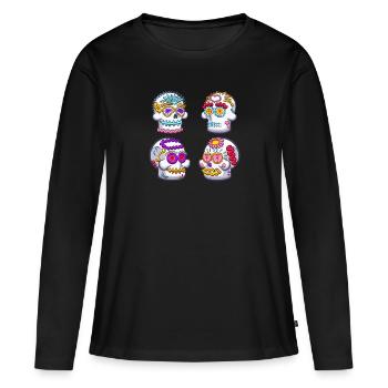 Zucker-Schädel - Frauen Premium Bio Langarmshirt - Schwarz - Vorne - Julia (174cm)