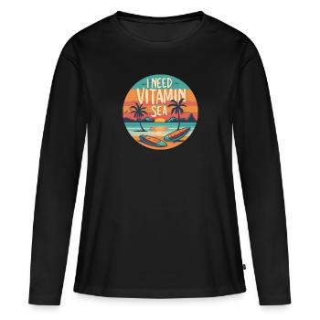 Vitamine de la mer - T-shirt manches longues Premium bio Femme - noir - Devant - Julia (174cm)