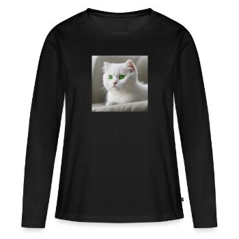 Katzengrüne Augen - Frauen Premium Bio Langarmshirt - Schwarz - Vorne - Julia (174cm)
