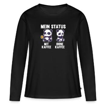 Pandabär Mein Status Mit Kaffee Ohne Kaffee - Frauen Premium Bio Langarmshirt - Schwarz - Vorne - Julia (174cm)