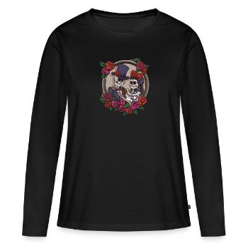 Sugar Skull Squelette Couple - T-shirt manches longues Premium bio Femme - noir - Devant - Julia (174cm)