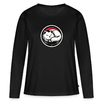 Chat dormeur - T-shirt manches longues Premium bio Femme - noir - Devant - Julia (174cm)