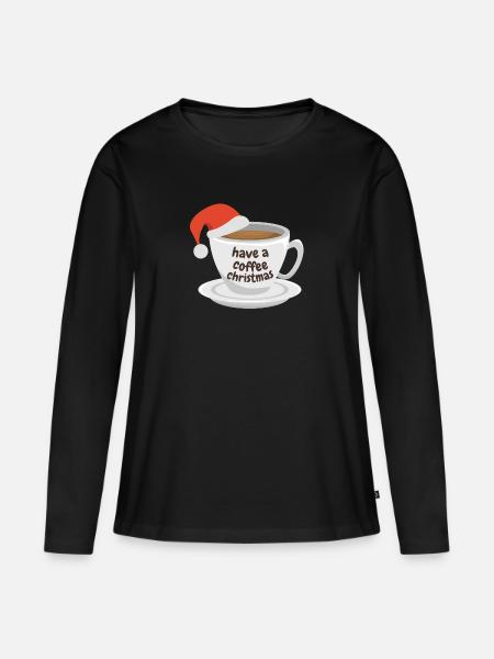 Trinken Sie einen Kaffee zu Weihnachten - Frauen Premium Bio Langarmshirt - Schwarz