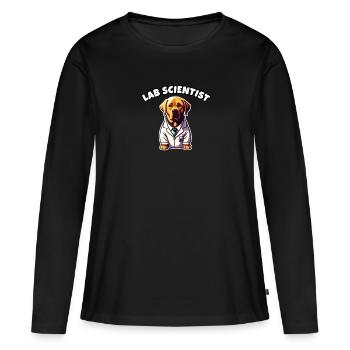 Scientifique De Laboratoire Drôle Labrador Jeu De Mots Science Chien - T-shirt manches longues Premium bio Femme - noir - Devant - Julia (174cm)