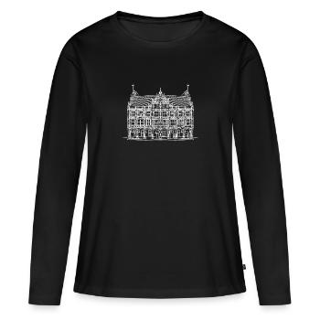 Bocholter Rathaus als Zeichnung - Frauen Premium Bio Langarmshirt - Schwarz - Vorne - Julia (174cm)