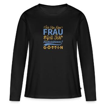 Ich bin eine Frau...... - Frauen Premium Bio Langarmshirt - Schwarz - Vorne - Julia (174cm)