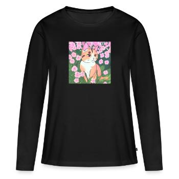Gardien de fleurs dans le jardin printanier - T-shirt manches longues Premium bio Femme - noir - Devant - Julia (174cm)