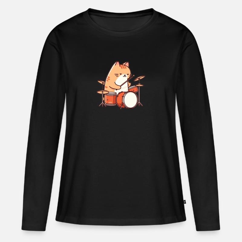 Batter Katze - Frauen Premium Bio Langarmshirt - Schwarz