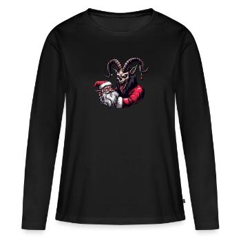 Krampus Père Noël Noël Monstres maléfiques - T-shirt manches longues Premium bio Femme - noir - Devant - Julia (174cm)
