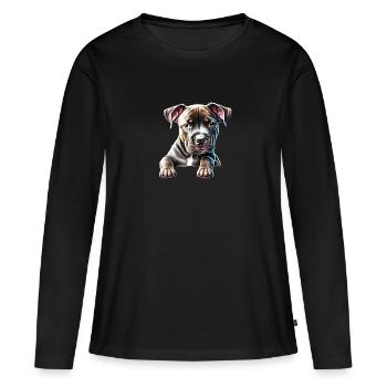 Staffordshire Bull Terrier Chien Propriétaires de chiens Chiens - T-shirt manches longues Premium bio Femme - noir - Devant - Julia (174cm)