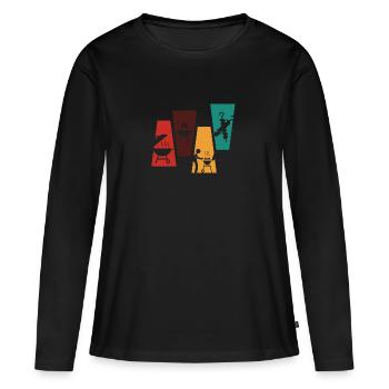 Vintage Retro BBQ - BBQ Gift Idea - Women's Premium Organic Long Sleeve Shirt - black - Front - Julia (174cm)