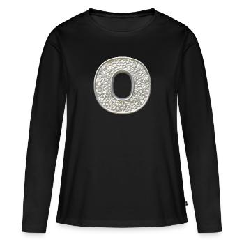 O, letter, letter O, initial, initial O, monogram, - Women's Premium Organic Long Sleeve Shirt - black - Front - Julia (174cm)