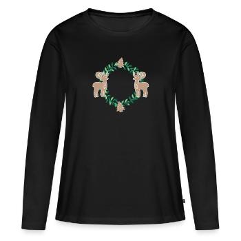 Snow Reindeer - Women's Premium Organic Long Sleeve Shirt - black - Front - Julia (174cm)