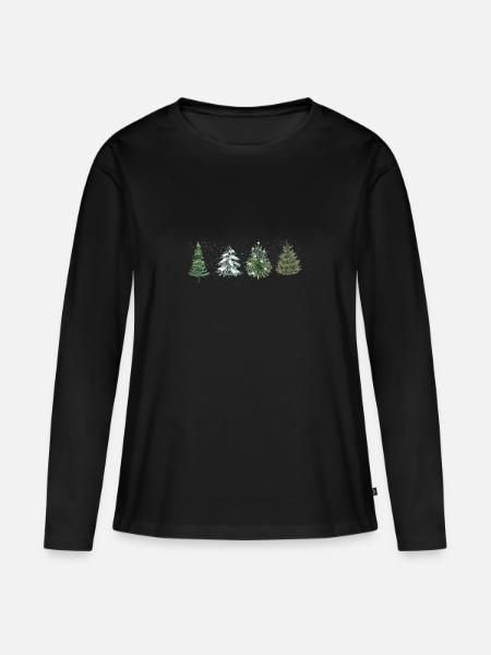 Weihnachtsbaum - Frauen Premium Bio Langarmshirt - Schwarz