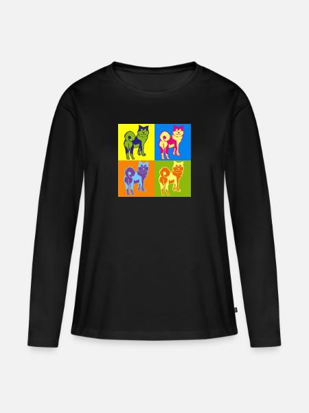 AKITA POP ART👨🏻 🎨 - Frauen Premium Bio Langarmshirt - Schwarz