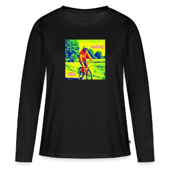 Cycliste à la campagne - T-shirt manches longues Premium bio Femme - noir - Devant - Julia (174cm)