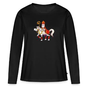 Saint Nicolas à cheval - T-shirt manches longues Premium bio Femme - noir - Devant - Julia (174cm)