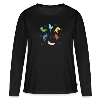 Chute de chats - T-shirt manches longues Premium bio Femme - noir - Devant - Julia (174cm)