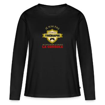 Jouer Console - T-shirt manches longues Premium bio Femme - noir - Devant - Julia (174cm)