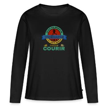 COURIR Therapie - T-shirt manches longues Premium bio Femme - noir - Devant - Julia (174cm)