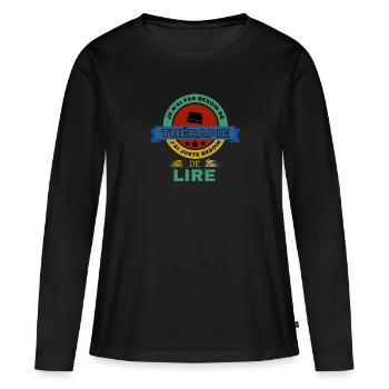 LIRE livre - T-shirt manches longues Premium bio Femme - noir - Devant - Julia (174cm)