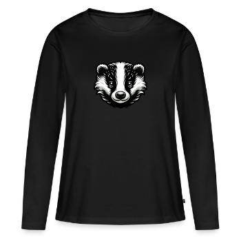 Dachs - Frauen Premium Bio Langarmshirt - Schwarz - Vorne - Julia (174cm)