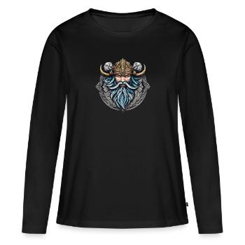 Wikinger Odin Thor Walhalla - Frauen Premium Bio Langarmshirt - Schwarz - Vorne - Julia (174cm)
