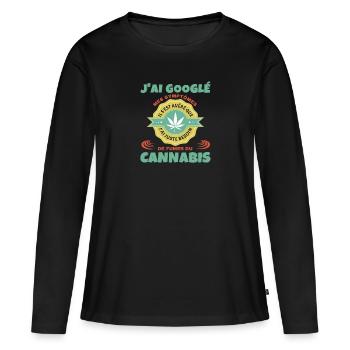 Cannabis - T-shirt manches longues Premium bio Femme - noir - Devant - Julia (174cm)
