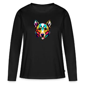 Chiens Propriétaire de chien de berger Propriétaire de chien Propriétaire de chien - T-shirt manches longues Premium bio Femme - noir - Devant - Julia (174cm)