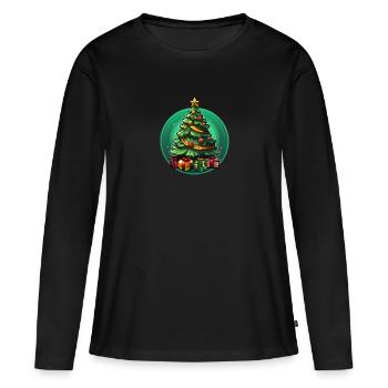 Sapin sapin de Noël - Pour Noël - T-shirt manches longues Premium bio Femme - noir - Devant - Julia (174cm)