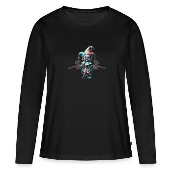 Embroydyred Paintball Horror Narr Print - Frauen Premium Bio Langarmshirt - Schwarz - Vorne - Julia (174cm)