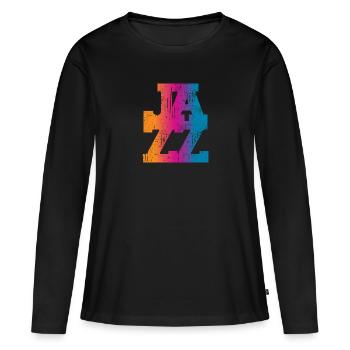 Musique de jazz - T-shirt manches longues Premium bio Femme - noir - Devant - Julia (174cm)