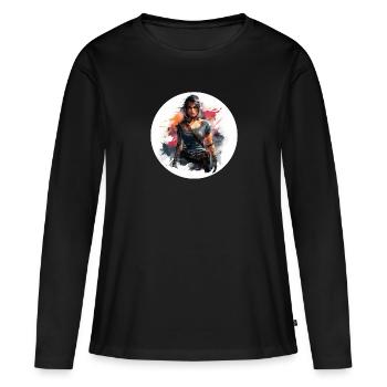 Explorateur déterminé - T-shirt manches longues Premium bio Femme - noir - Devant - Julia (174cm)