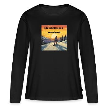 Snowboard Loving Retro Sunset Style - T-shirt manches longues Premium bio Femme - noir - Devant - Julia (174cm)