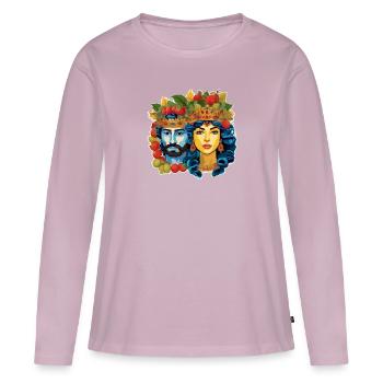 Teste di Moro - T-shirt manches longues Premium bio Femme - rose poudré - Devant - Julia (174cm)