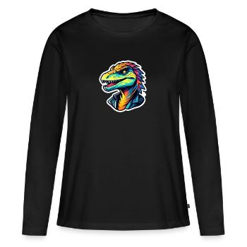 Velociraptor Dinosaur Drawing - Women's Premium Organic Long Sleeve Shirt - black - Front - Julia (174cm)