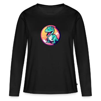 Tyrannosaurus Rex Dinosaurier Illustration - Frauen Premium Bio Langarmshirt - Schwarz - Vorne - Julia (174cm)