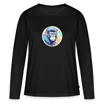 Illustration de singe - T-shirt manches longues Premium bio Femme - noir - Devant - Julia (174cm)