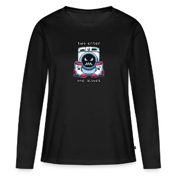 Chaussettes de machine à laver effrayées - T-shirt manches longues Premium bio Femme - noir - Devant - Julia (174cm)