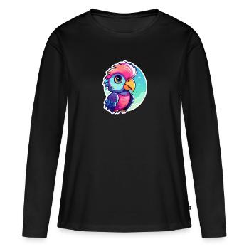 Illustration d’oiseau perroquet - T-shirt manches longues Premium bio Femme - noir - Devant - Julia (174cm)