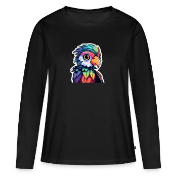 Illustration d’oiseau perroquet - T-shirt manches longues Premium bio Femme - noir - Devant - Julia (174cm)