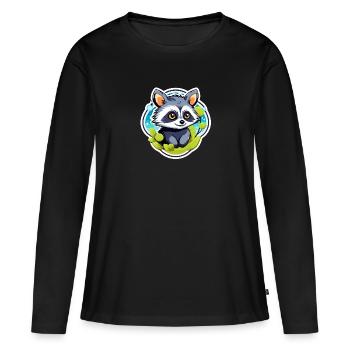 Illustration de raton laveur - T-shirt manches longues Premium bio Femme - noir - Devant - Julia (174cm)