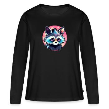 Illustration de raton laveur - T-shirt manches longues Premium bio Femme - noir - Devant - Julia (174cm)